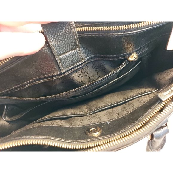 MICHAEL MICHAEL KORS SUTTON 3 COMPARTMENT SATCHEL BLACK HANDBAG - Picture 6 of 7